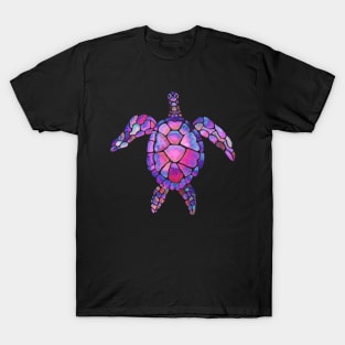 Pink Sea Turtles and Friends on Navy Blue Backgroud T-Shirt